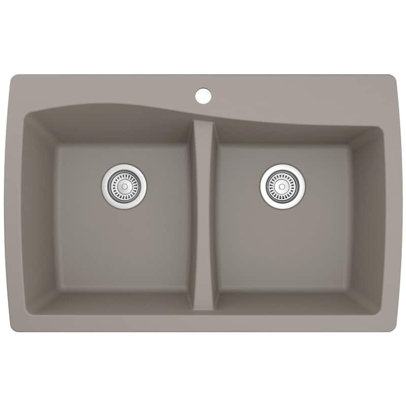 Karran USA QT-720-PK1 Quartz QT 34" Drop In Double Basin Quartz