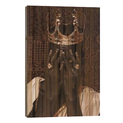 Black King Print On Wood by Harry Odunze - Multi-Color