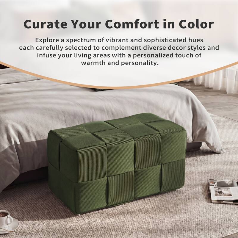 Ottoman Foot Rest Soft and Comfortable Ottoman Square Corduroy Woven Design Sofa Stool