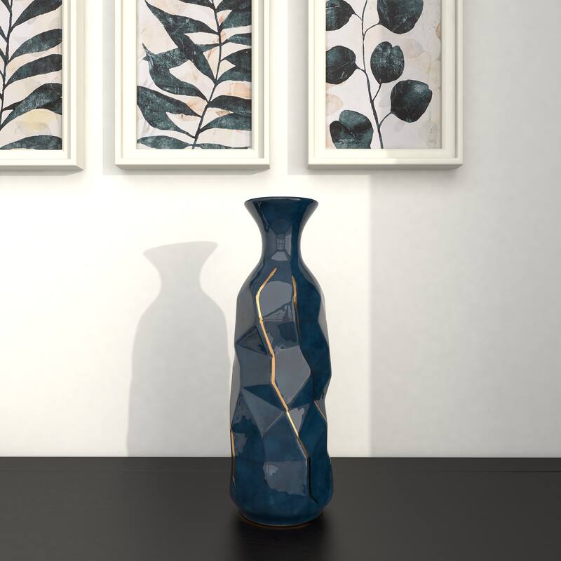 Blue Modern Smooth Glazed Stoneware Vase