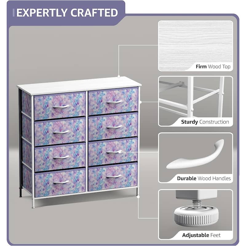 Sorbus Kids Dresser with 8 Drawers - Storage Dresser with 8 Drawers Chest Organizer Nightstand Steel Frame Wood Top & Handles