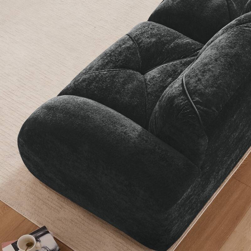 110.6" L-Shaped Velvet Sectional Boneless Sofa with Movable Ottoman