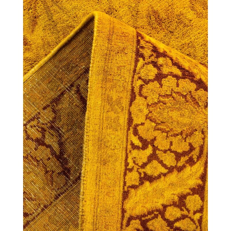 Overton Hand Knotted Wool Vintage Inspired Modern Contemporary Overdyed Yellow Area Rug - 3' 0" x 5' 3"