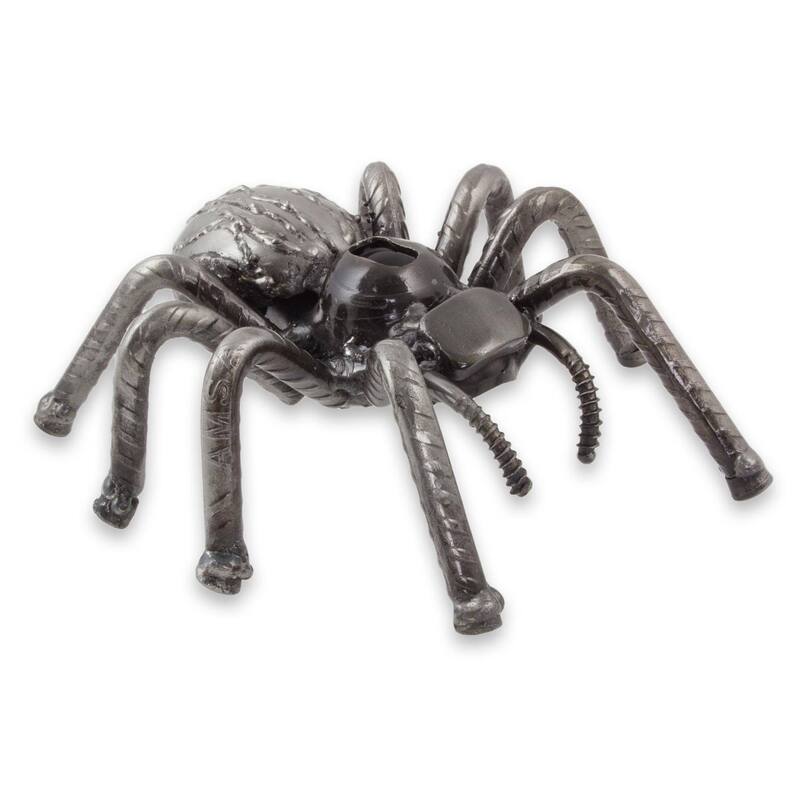 NOVICA Handmade Upcycled Metal Sculpture, 'Rustic Tarantula' (Mexico) - Grey