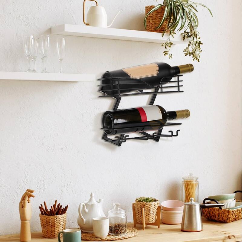Wall Mounted Wine Rack - 10.4"D x4.1"W x 9.5"H