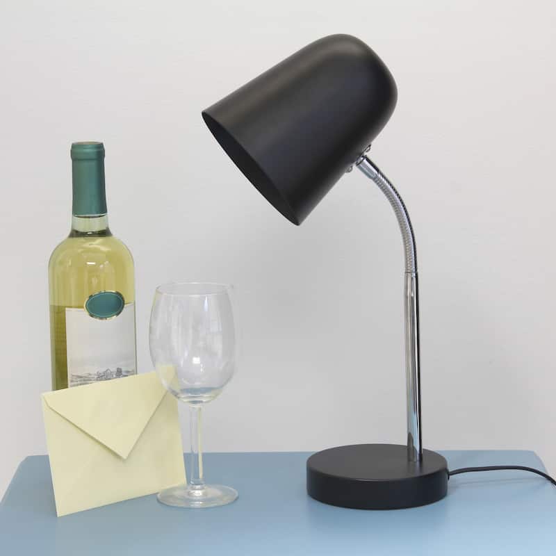 Minimalist Metal Gooseneck Desk Lamp with Adjustable Chrome Arm Modern Task Lighting Multiple Colors