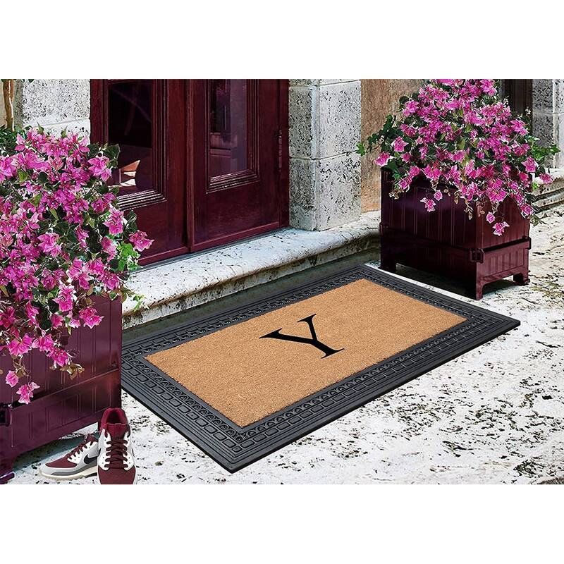 A1HC Rubber and Coir, 24" X 39" Heavy Duty Outdoor Monogrammed Doormat