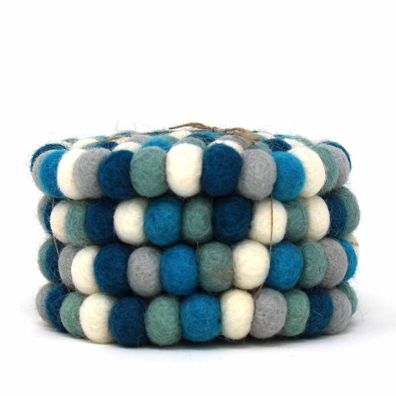 The Curated Nomad Southard Neutral Felt Ball Coaster (Set of 4)