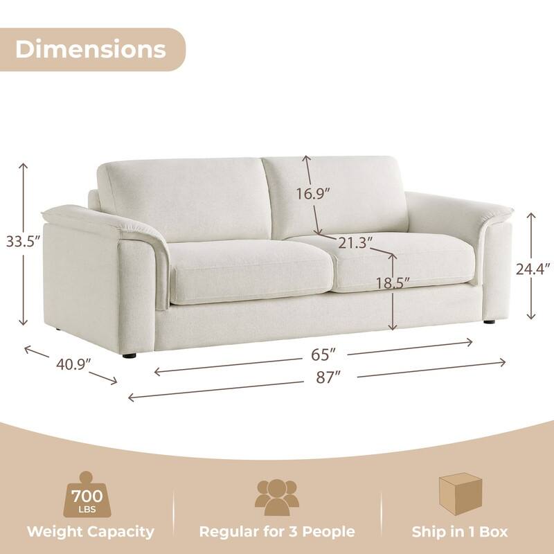 Spruce & Spring Upholstered Curved 3 Seat Sofa for Living Room