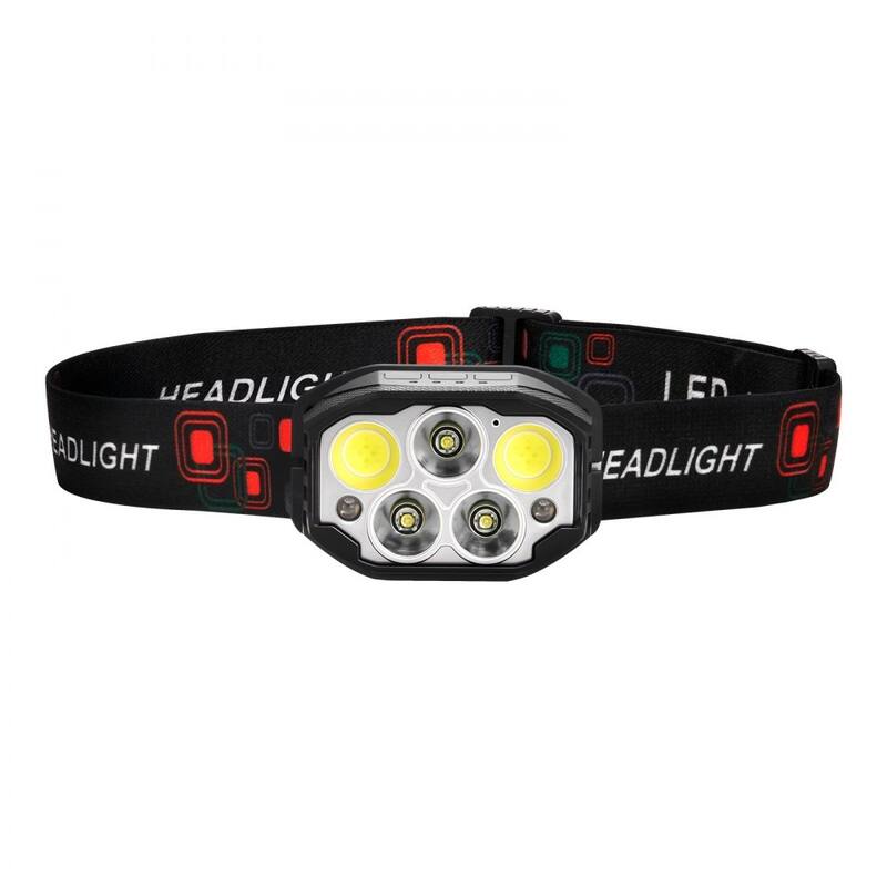 Black LED Headlamp with 12 Modes, Motion Sensor and USB-C Recharge - 2.72 x 1.81 x 1.42 inches