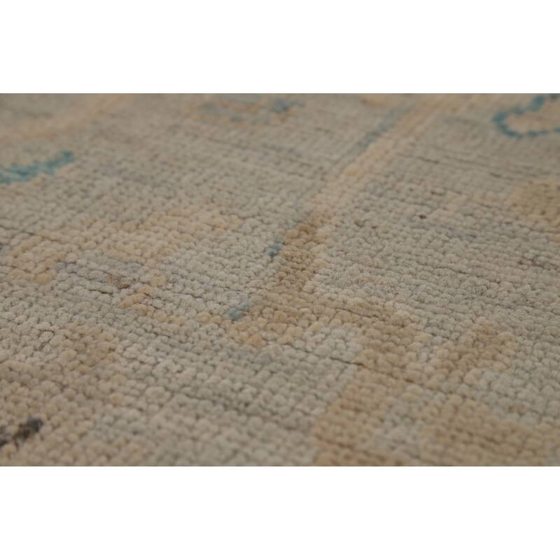 Hand Knotted Oriental 100% Wool Carpet Transitional All-Over Beige & Ivories Oushak Area Rug - 10' 6'' X 8' 2''