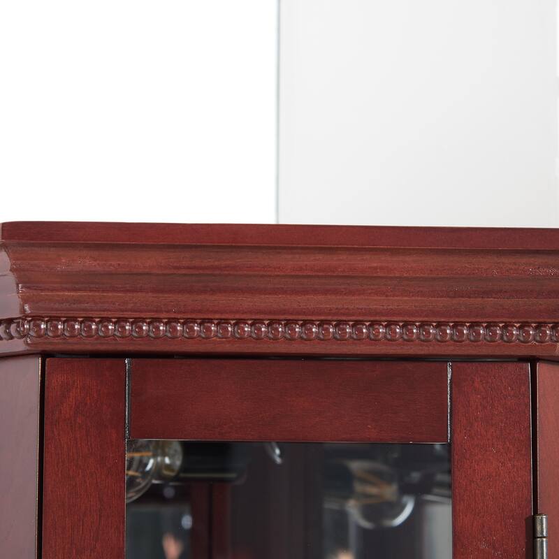 Lighted Corner Curio Cabinet with 6 Shelves, Mirrored Back & Adjustable Tempered Glass, Storage Display Cabinet