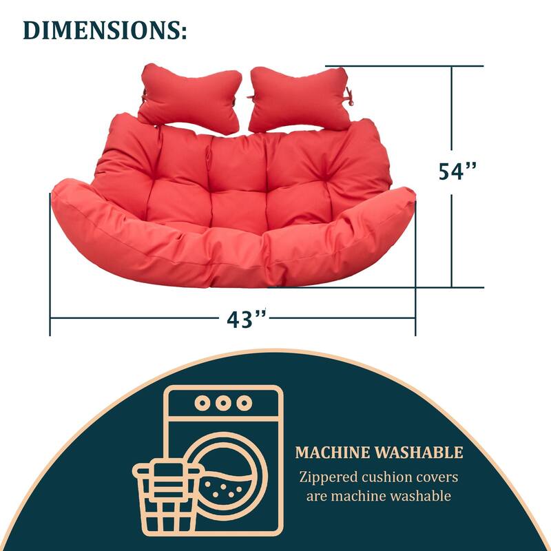 Egg Swing Chair Cushion Durable Weather Resistant Polyester Fits 2 People by LeisureMod
