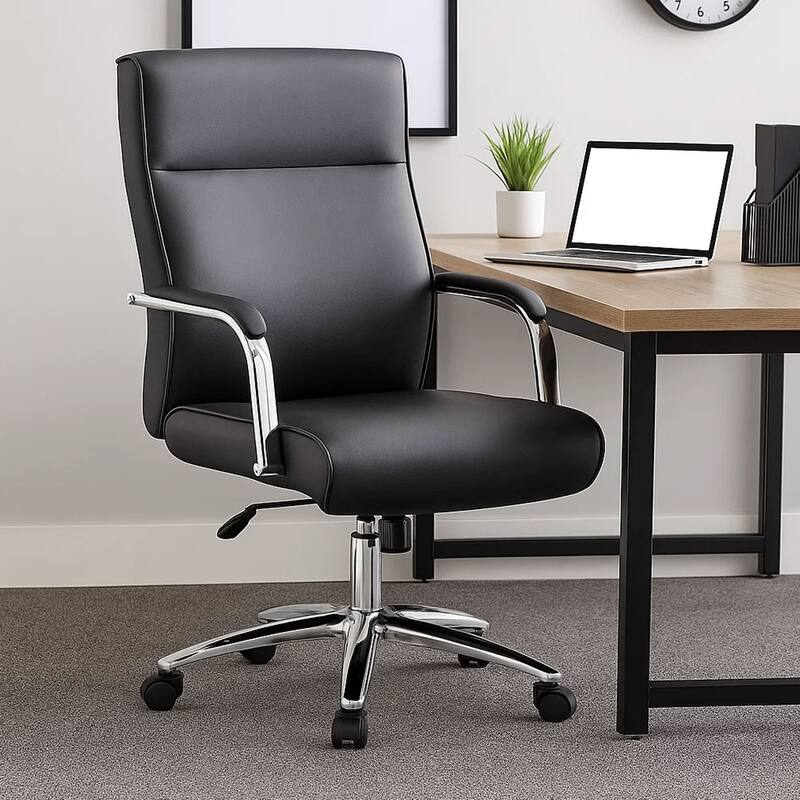 Megh Rolling Executive Conference Chair, Black Vinyl, Spring Tilt