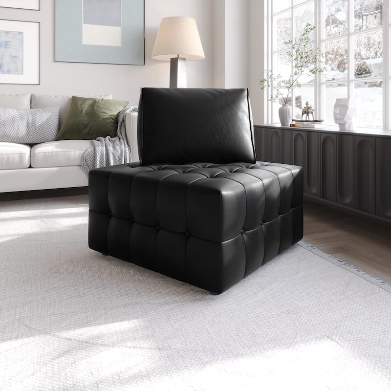 CraftPorch Elegance Button-Tufted PU Upholstered Corner Seat