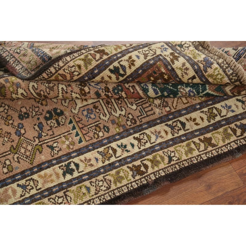 Tribal Gharajeh Persian Vintage Runner Rug Hand-Knotted Wool Carpet - 3'7"x 9'7"
