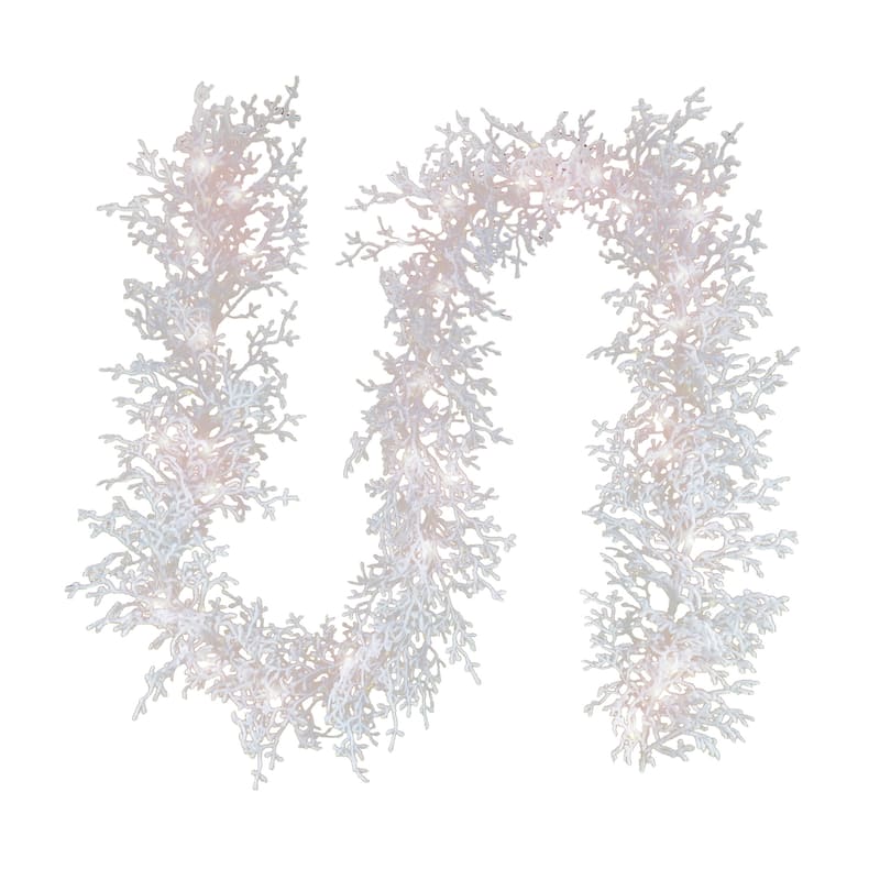 National Tree Company 9 ft. HGTV Home Collection Pre-Lit Christmas by the Sea Coral Garland - 9 ft