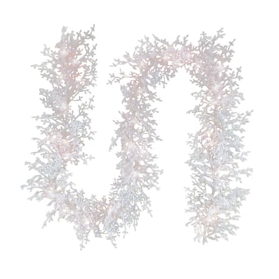 National Tree Company 9 ft. HGTV Home Collection Pre-Lit Christmas by the Sea Coral Garland - 9 ft