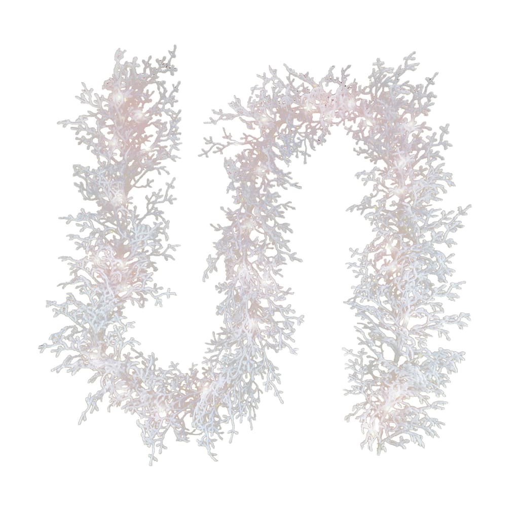 National Tree Company 9 ft. HGTV Home Collection Pre-Lit Christmas by the Sea Coral Garland - 9 ft