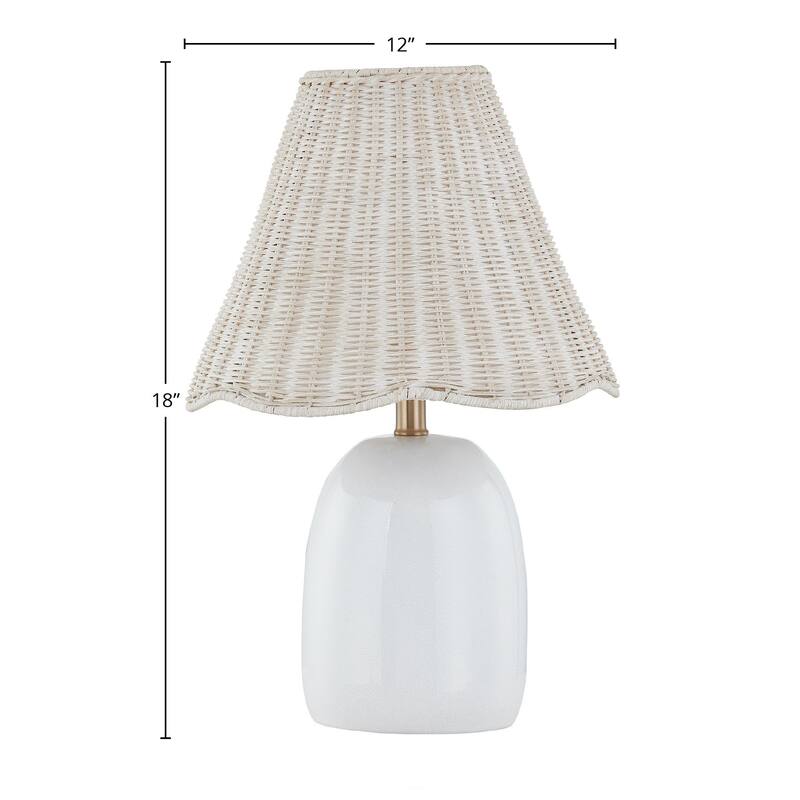 Prairie 18" Table Lamp with Rattan Shade, White (Set of 2)