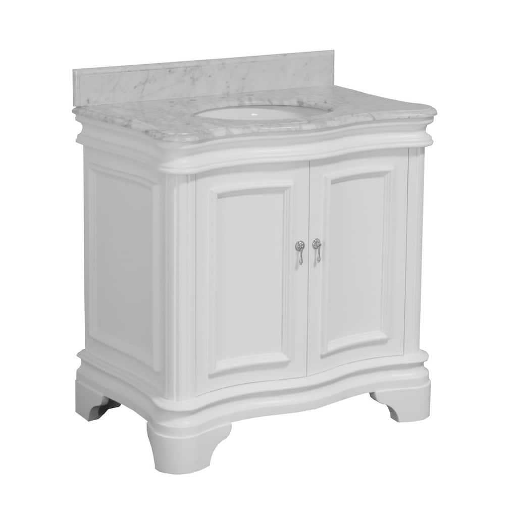 KitchenBathCollection Katherine 36" Bathroom Vanity with Carrara Marble Top