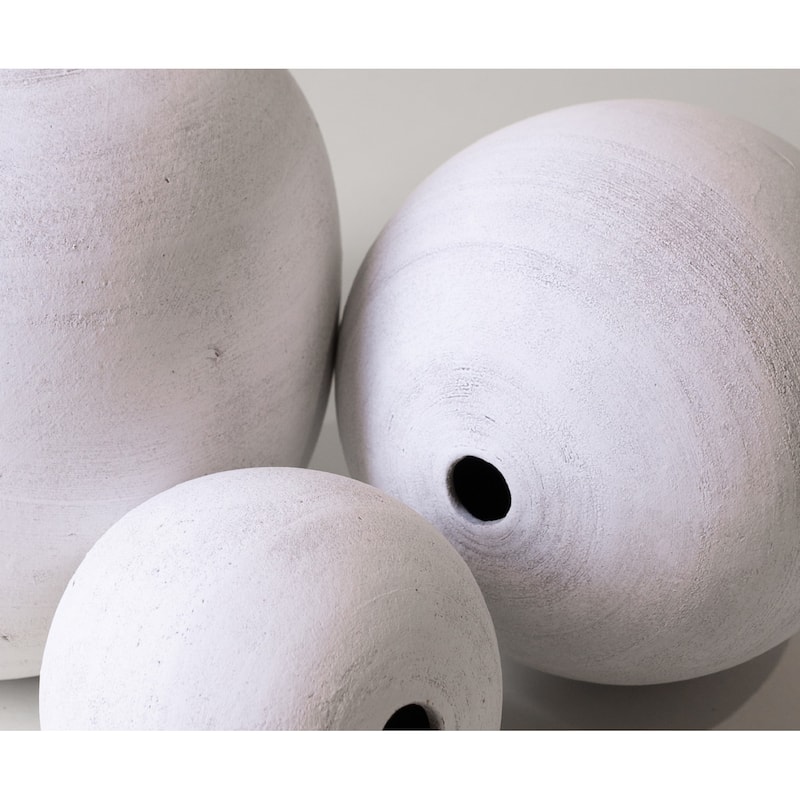Small Clay Sphere Tabletop Decoration - 10" - White
