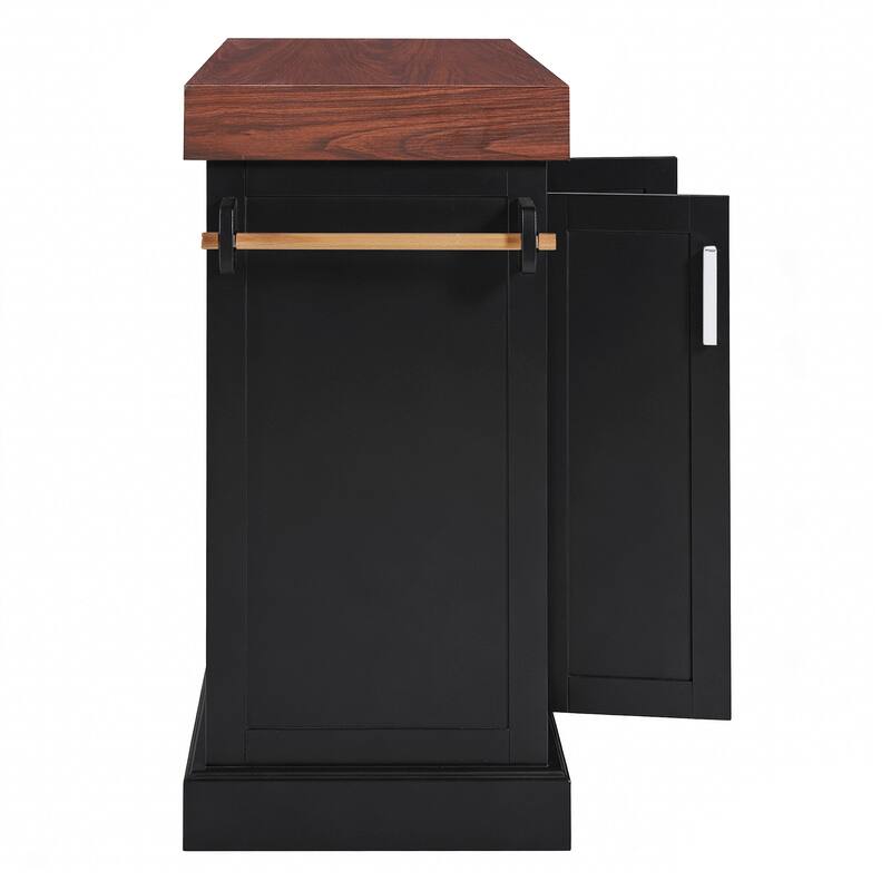 53" Large Kitchen Island with 3.5" Thick Desktop, Spice and Towel Racks, Kitchen Island with Storage on 5 Wheels, 2 Drawers