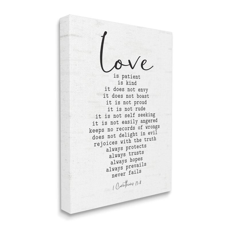 Stupell Love Is.. Spiritual Scripture Inspirational Religious Sentiment Canvas Wall Art, Design by Lettered and Lined