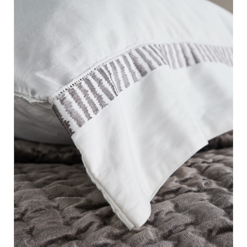 Savona Sheet Set, Embroidered Grey