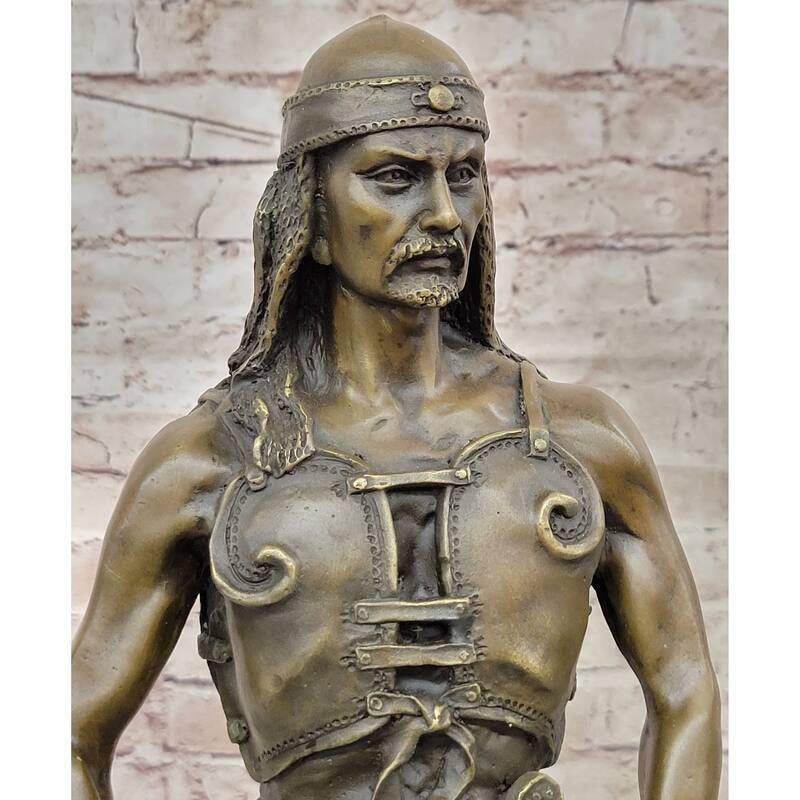 Signed Goudray Lemir Nomadic Arab Middle Eastern Chief Sword Bronze Statue Gift