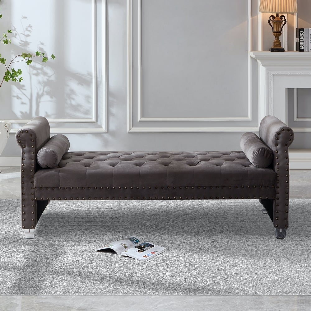Tiffiany Luxury Tufted Velvet Upholstered Extra Long Bed Bench