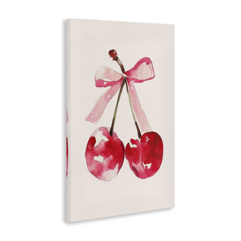 Stupell Mod Cherries Tied in Bow Canvas Wall Art Design By LSR Creative Studio