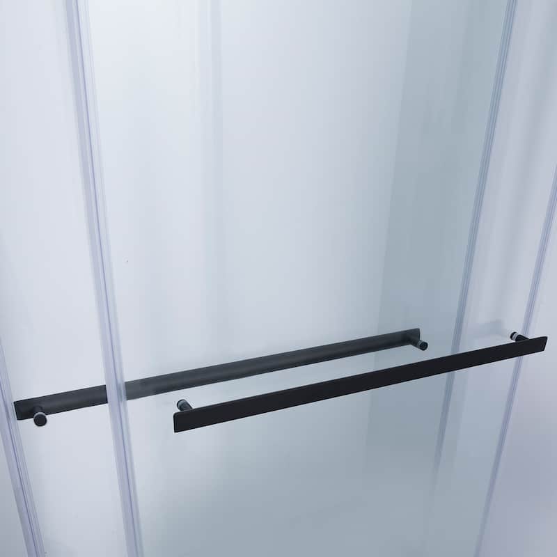 Spezia 60" W x 58" H Double Sliding Frameless Tub Door in Matt Black - 60" W x 58" H