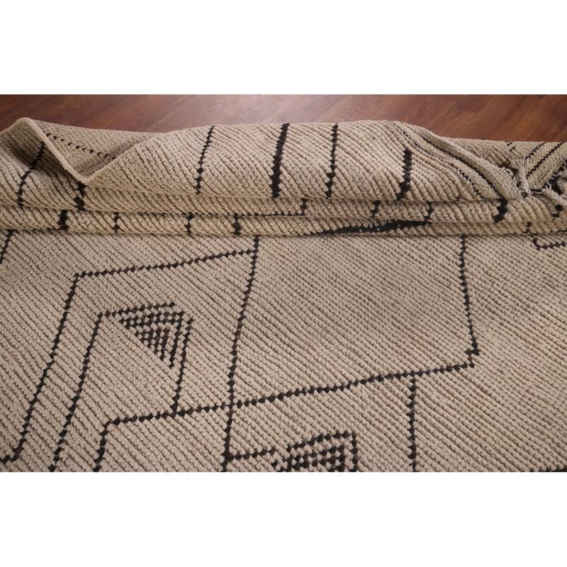 Earth Tone Moroccan Modern Area Rug Handmade Wool Carpet - 7'10"x 10'6"