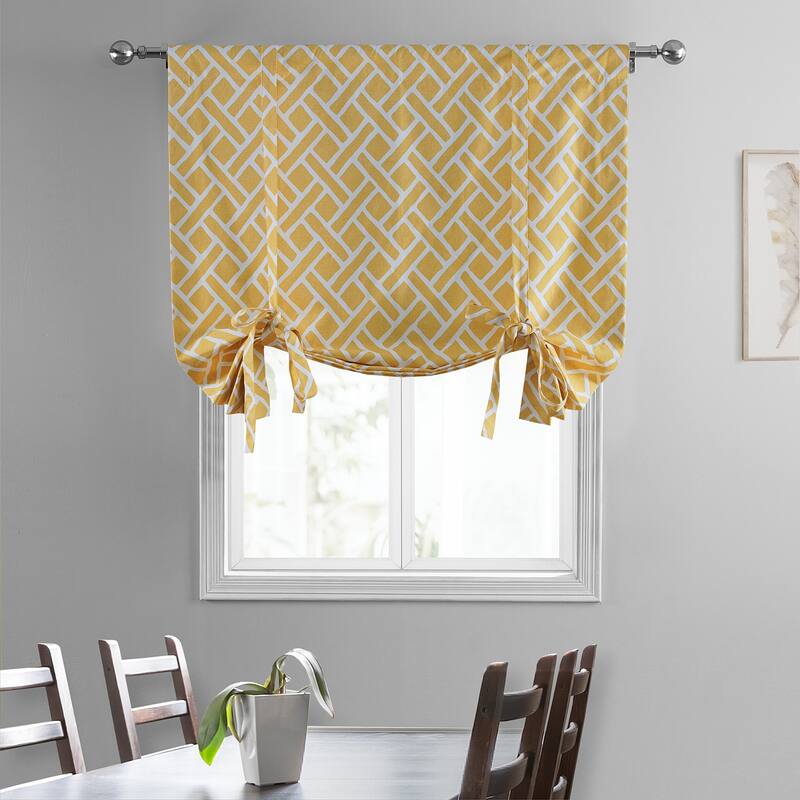 Exclusive Fabrics Martinique Printed Cotton Room Darkening Tie-Up Window Shades - 46 X 63