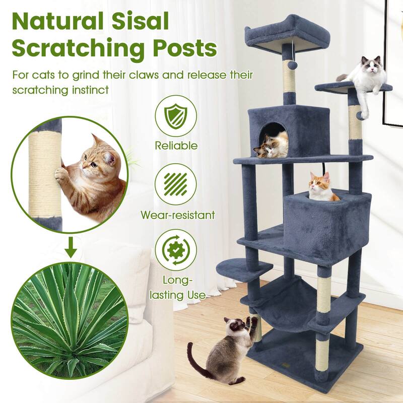Costway 70” Cat Tree for Indoor Cats with Padded Top Perch, Dual - See Details