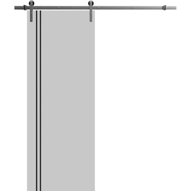 Sturdy Barn Door 18 x 80 Planum 0016 Grey Matte with 6.6FT - 28" x 96"