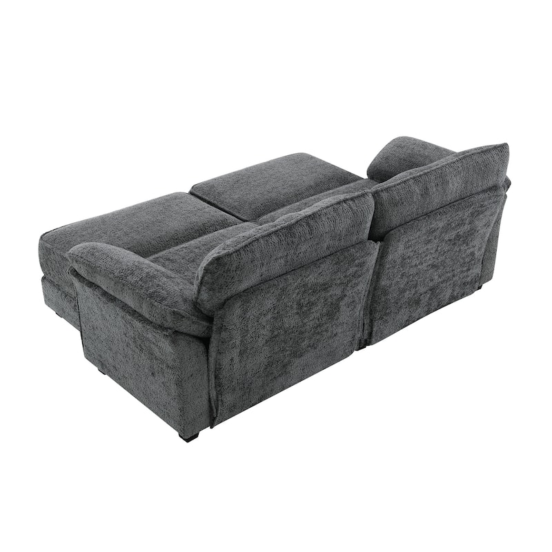 81" Chenille Modular Sectional Sofa 4-Seat Convertible Sleeper with Ottoman and Deep Seating