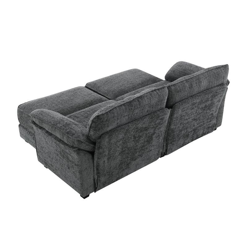 Modular Convertible Sectional Sofa Bed Set, 4 Seat Upholstered Sleeper Corner Couch, Deep-Seat Loveseat With Ottoman