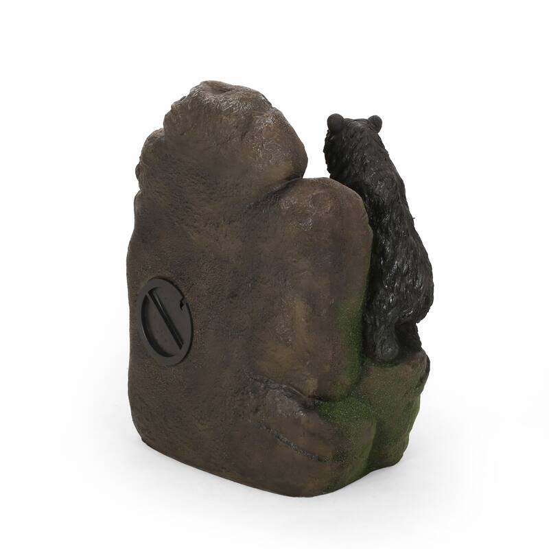 Roomfitters 24-Inch Hand-Crafted Wildlife Tiered Water Fountain with LED Lights, Weather-Resistant Faux Stone, Black