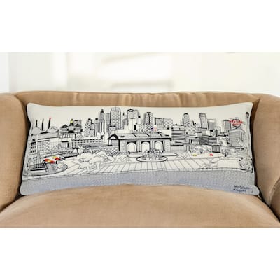 HomeRoots 35" White Kansas City Daylight Skyline Lumbar Decorative Pillow