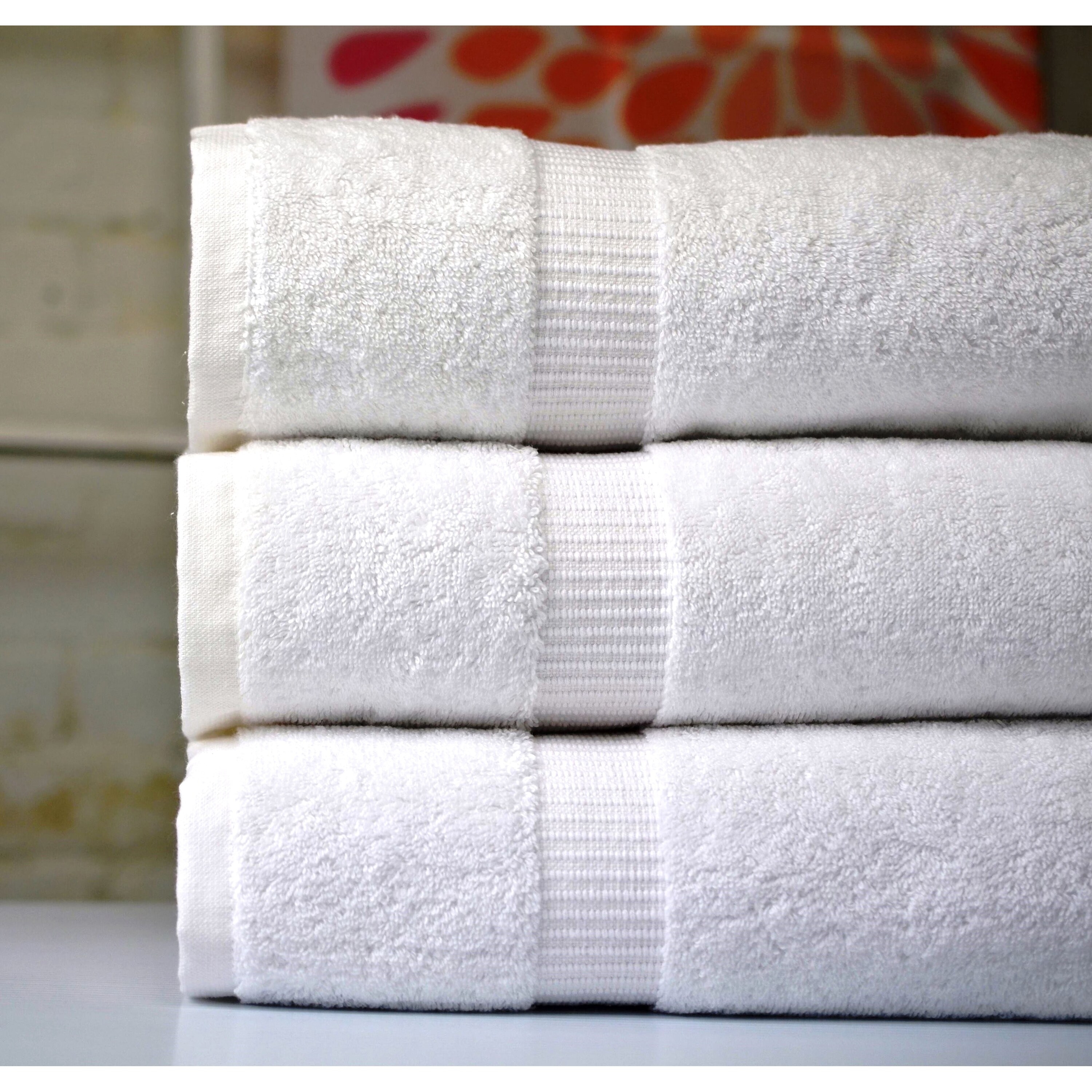 Royal Turkish Cotton White Oversized Bath Sheet - Plush Bath sheets Towels Set of 3 - 35x70