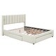 preview thumbnail 8 of 6, Full Size Upholstered Platform Bed with One Large Drawer in the Footboard and Drawer on Each Side