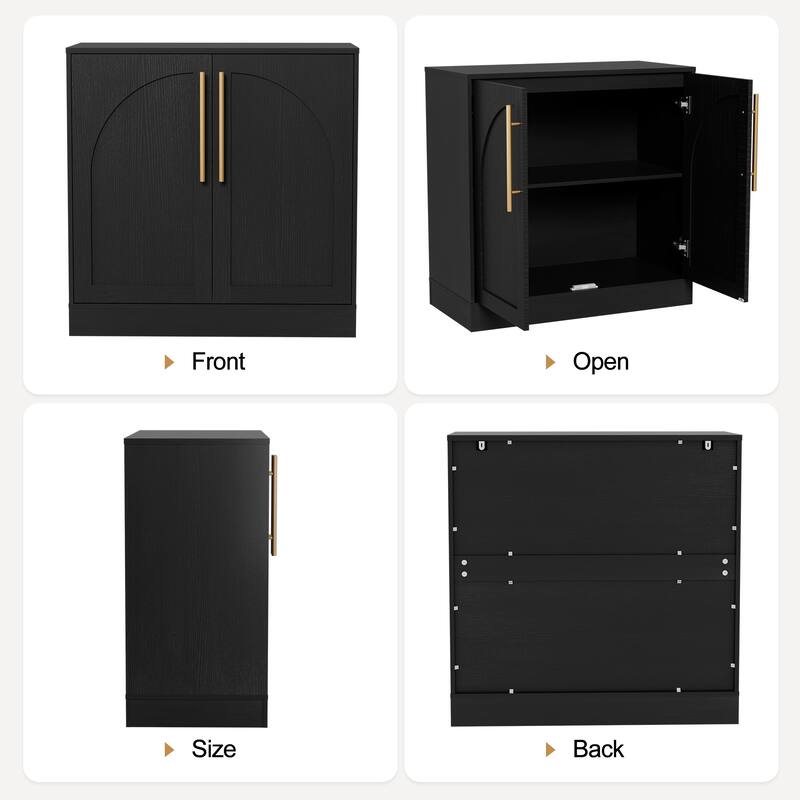 Arched Two-Door Cabinet Curio Display Cabinet with Gold Handles