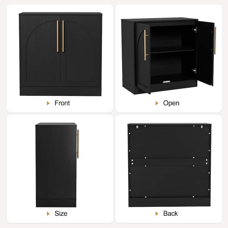 Set of 2 Arched Two-Door Cabinets Sideboard Buffet Set with Storage