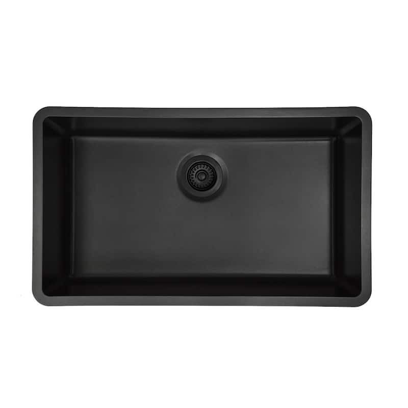 Lexicon Drop-In Quartz 32 Inch Single Bowl Kitchen Sink Kit - 32"x19"