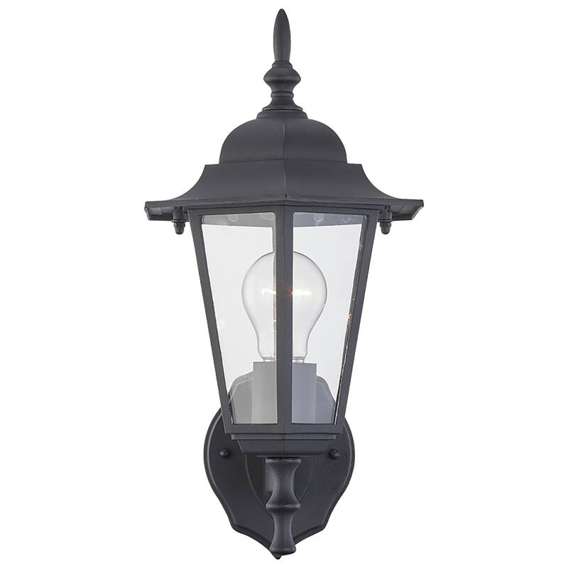 14.38"H Matte Black Outdoor Wall Lantern Sconce