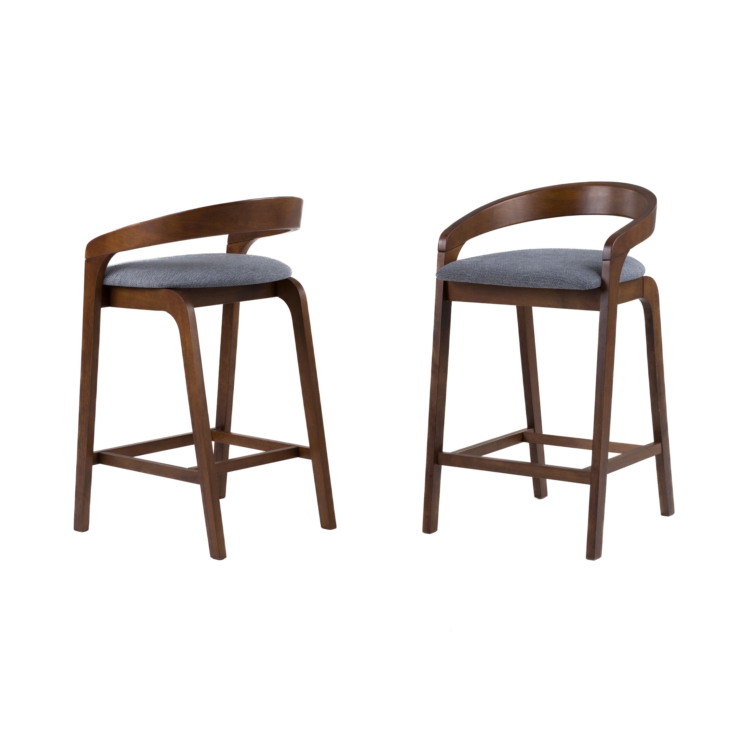 Modrest Vougler Modern Grey Fabric & Walnut Counter Chair (Set of 2)