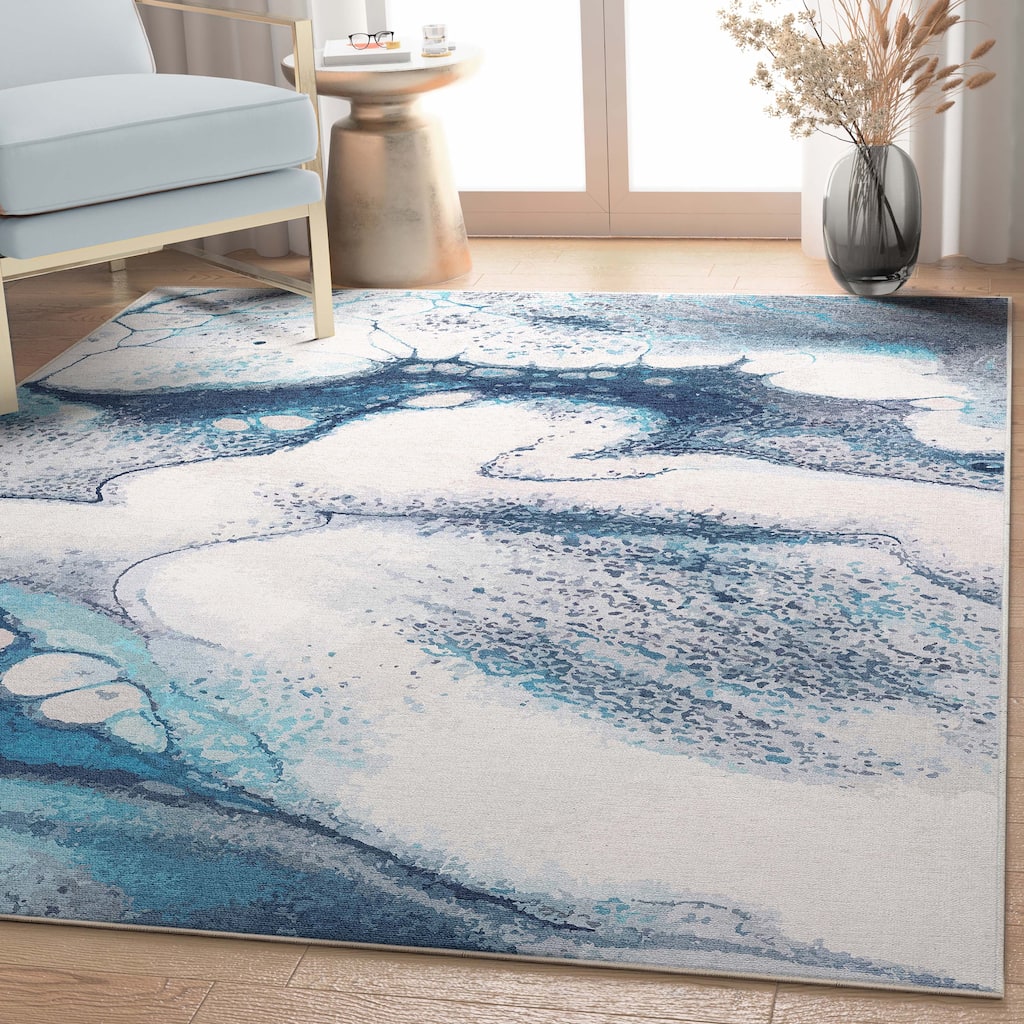 Well Woven Abstract Tokyo Retro Marble Flat-Weave Area Rug
