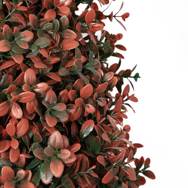 90cm Artificial Boxwood Topiary Tree for Outdoor Porch and Patio Decoration, Red , 2pcs/set